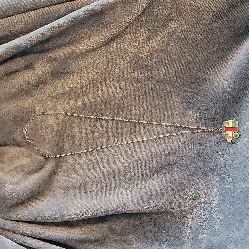 Hand made necklace with retro camper charm
